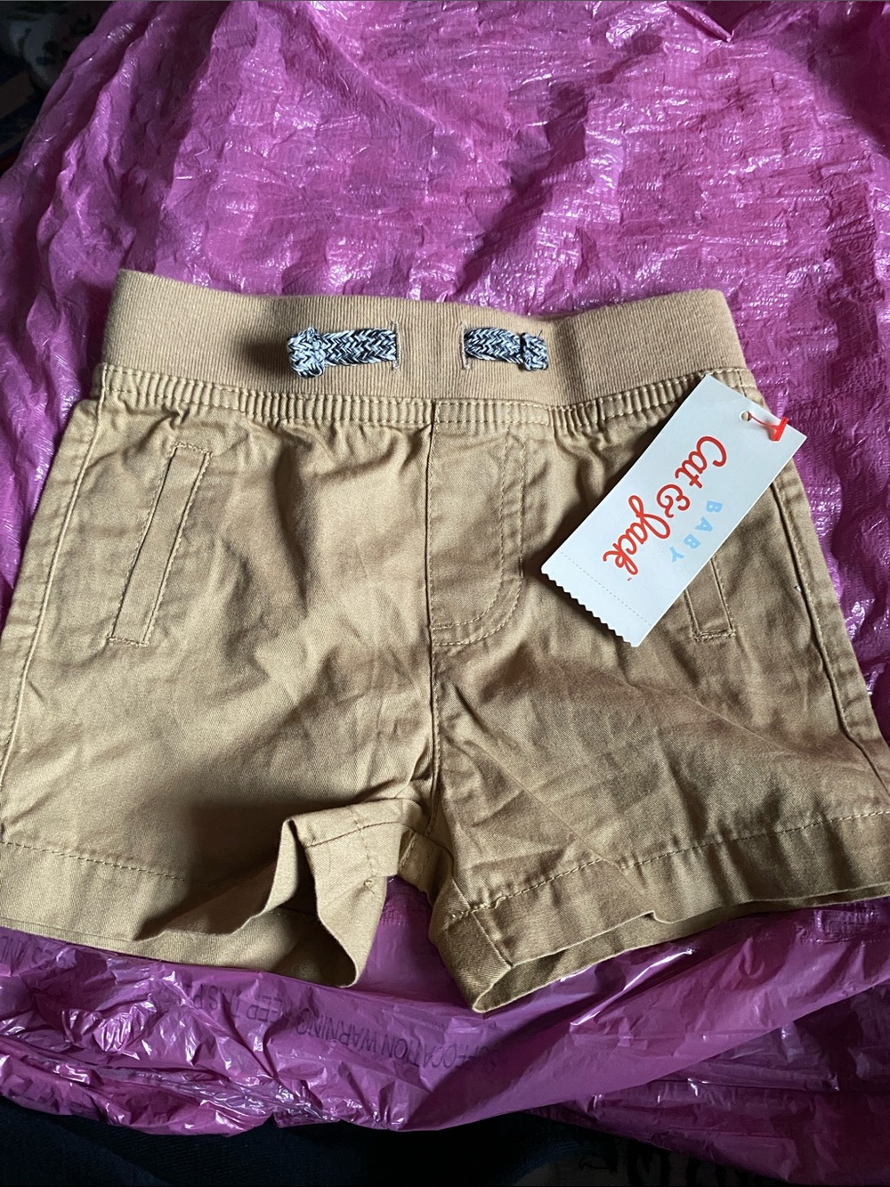 Cat & Jack Tan Elastic-Waist Pull-On Shorts